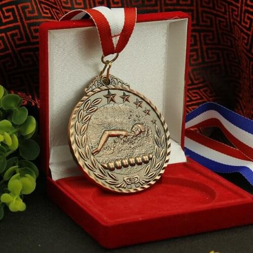 In stock swimming medal factory price Zinc alloy Spot sports medal custom low price gold silver bronze Medal Can carve word