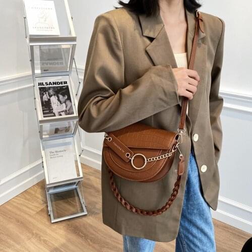 Ladies Fashion Messenger Bag 2021 Luxury Brand Semicircle Saddle Bag Leather Handbag Ladies Famous Brand Shoulder Bag