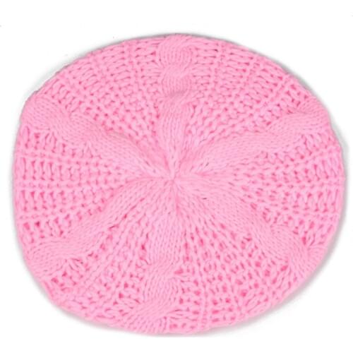 Women Winter Knitted Berets Hat Stylish Female Warm Skulle Beanies Hats Solid Caps