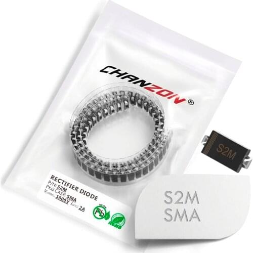 100 Pcs) S2M SMD Rectifier Diode 2A 1000V SMA (DO-214AC) 2 Amp 1000 Volt Electronic Silicon Diodes