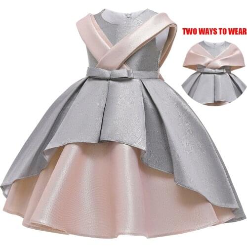 2 Ways Wear Formal Ceremony Dress Girl Clothes Kids Dresses For Girls Children Gown Evening Party Princess Dress Elegant
