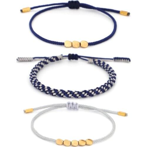 3PCS\SET Tibetan Handmade Buddhist Corn Knot Lucky Bracelets Set For Women Men Braided Knots With Copper Beads Amulet Bracelet