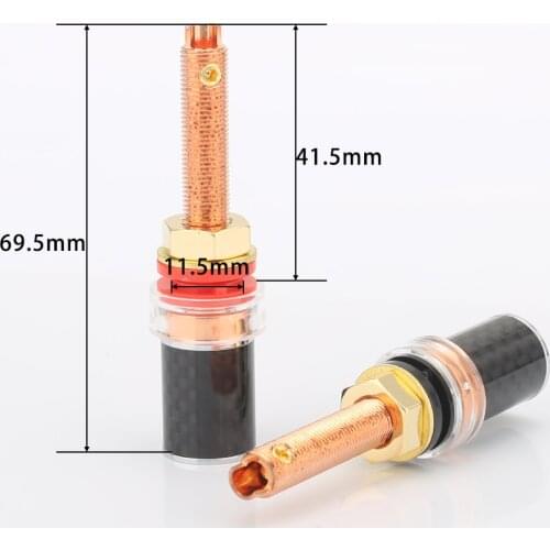 Audiocrast PS006 Pure copper Plated Carbon fiber binding post longer version for speaker HIFI audio speaker plug
