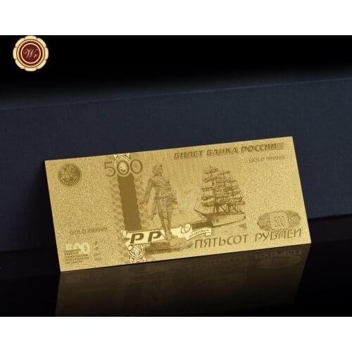 WR Prop Money Realistic Russia 500 Rouble Gold Foil Banknotes Non-currency Bank Note Fake Money Set Souvenir Gifts