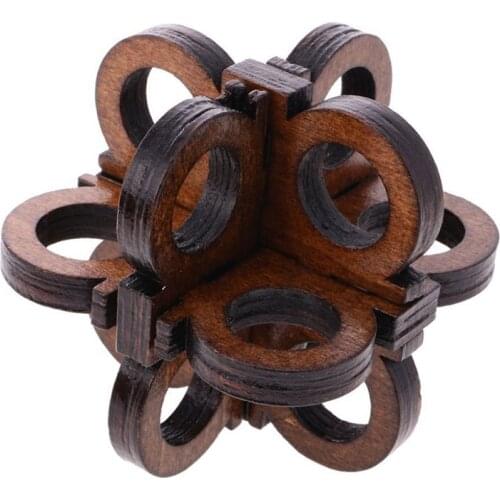 Wooden Intelligence Toy Kong Ming Lock Glasses Lock Puzzle 3D Brain Teaser Puzzle for Kids Children