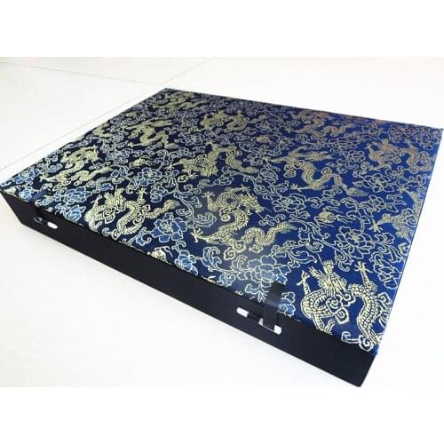 Cotton Filled Wooden 12 Grid Slots Storage Box Large Home Decoration Silk Brocade Stone Collection Box Watch Jewelry Case