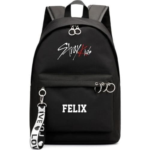 Stray Kids Jisung Woojin Korean Star Backpack School Bags Mochila Travel Bags Laptop Ribbon Ring Circle Backpack Pink Black