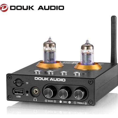 Douk Audio Mini Bluetooth 5.0 Vacuum Tube Preamp HiFi Stereo Audio Receiver USB Music Player Headphone Amplifier TF Card
