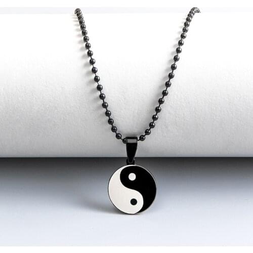 Puzzle Ying Yang Stainless Steel Necklace Chinese Style Pendant Chain Friendship Couple Necklace Valentines Gift Accessories