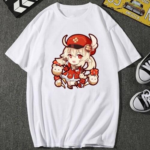 Kawaii Genshin Impact Anime Women T Shirt Cotton O-neck Summer Camisetas Short Sleeved Cute Cartoon Game Camisetas De Mujer