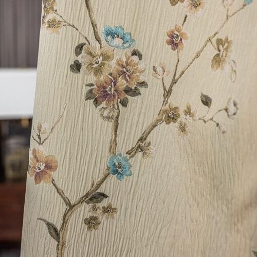 Custom classical Chinese style rural embroidered thick Folds Floral shading blackout curtain window livingroom bedroom M1139