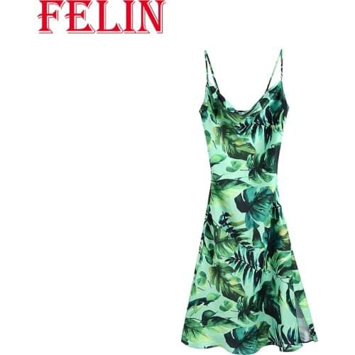 KONDALA 2021 Za Summer Beach Dress Women Backless Sexy Tropical Style Printed Female Chic Cami Dress Streetwear Mujer Vestidos