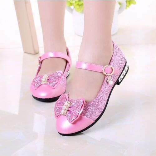 New 2019 Children Princess Shoes Girls Sequins Girls Wedding Party Kids Dress Shoes for Girls Pink / Rose Red/ Gold School Shoes