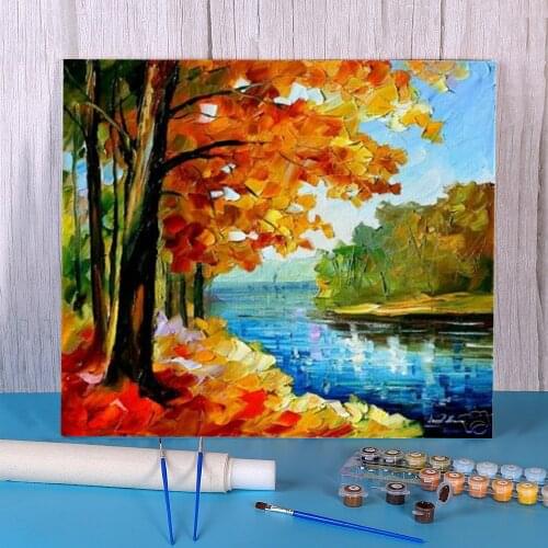 Fall River DIY Painting By Numbers Package Oil Paints 40*50 Picture By Numbers Photo Wall Paintings Kids Handicraft Drawing