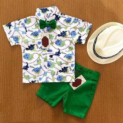 Toddler Boy Clothes 2pcs Newborn Kids Baby Boys Summer Tops T-shirt Dinosaur Pants Shorts Outfits Clothes