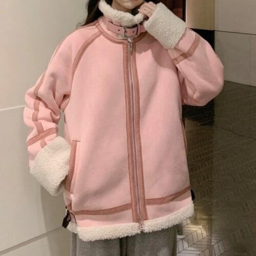 Autumn Real And Winter New Korean Style Loose Student Fashion All-match Fur One Lamb Thick Warm Jacket Women