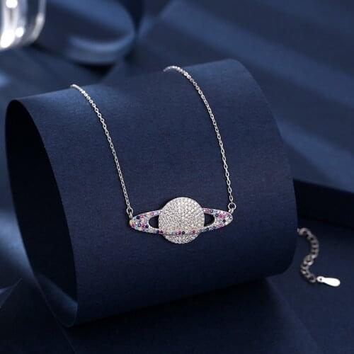 Brillian Color Planet Women Necklace Jewelry Gift AAA Cubic Zirconia Wedding Dance Fashion Jewelry Bijoux