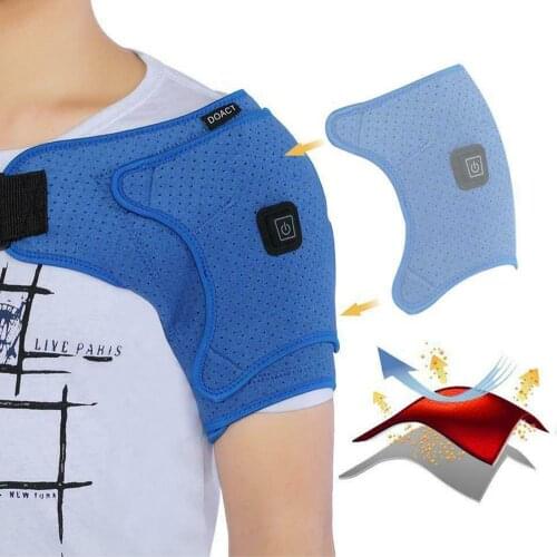 USB Heated Shoulder Brace Belt Breathable Thermal Therapy Heating Support Pad