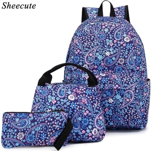 3pcs/set Student Backpack Waterproof Oxford Cloth Children School Bag High Capacity Girls Shoulder Bags Print Backpack Kids Bag