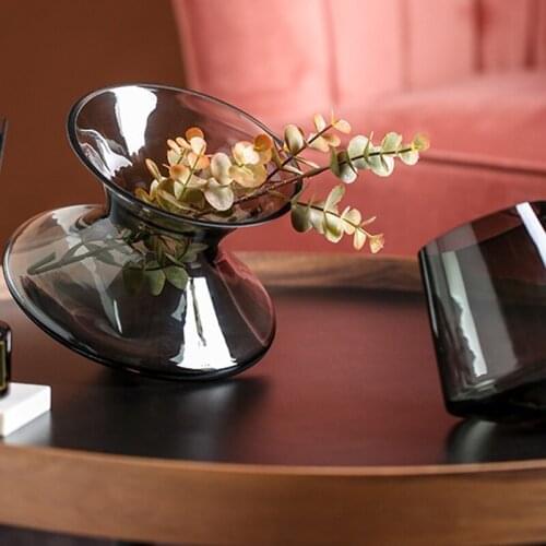 Nordic Rotating Glass Vase Decoration Creative Living Room Table Flower Arrangement Transparent Water Dried Flower Decoration