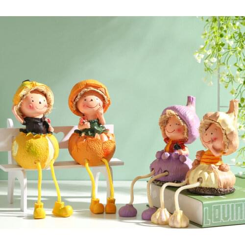 Pastoral Style Resin Craft Figurine Statue Office Home Ornament Hanging Foot Doll Sculpture Decoration Fruit Vegetables Dolls