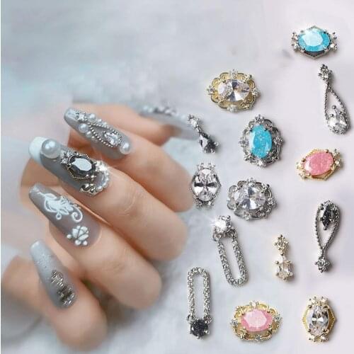 Nail Rhinestone Pendant Chain 3D Alloy Butterfly Nail Art Zircon Pearl Metal Manicure Nails DIY Accessories Nail Decoration
