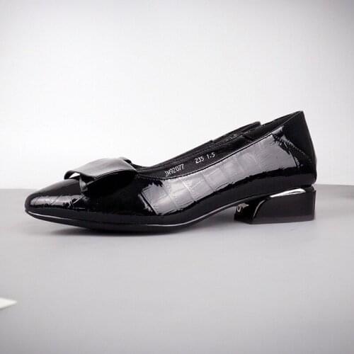 Genuine leather large size womens shoes fashion shoes womens thick heel mid-heel fashion shoes