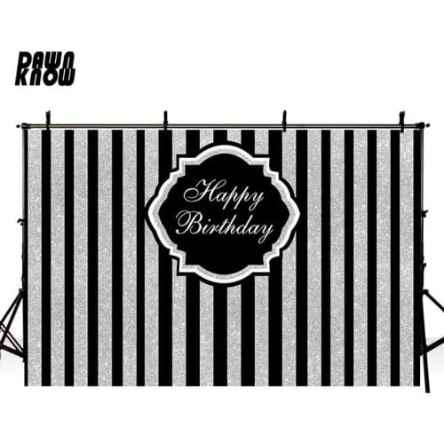 DAWNKNOW Stripe Happy birthday Vinyl Photography Background For Baby Wall Photo Shoot Backdrop For Christmas Photo Studio lv668
