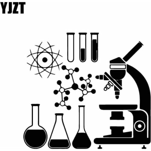 YJZT 18CM*16.5CM Microscope Scientist Chemistry Laboratory Decor Vinly Decal Car Sticker Cool Black/Silver C27-0288