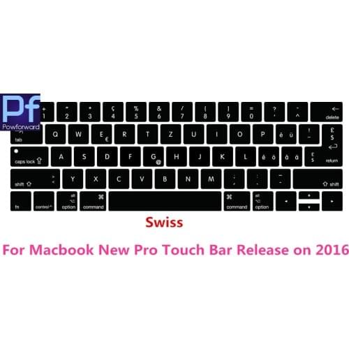 For Macbook New Pro 13" A1706 15" A1707 With Touch Bar Release on 2016 late Swiss Switzerland Silicone Keyboard Cover Protector