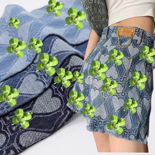Love jacquard washing denim fabric high-grade thick spring and summer clothing designer fabric handmade DIY