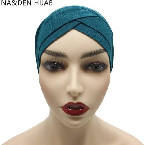 1PCS Hot sale Modal Muslim Headscarf Women Criss cross tube hat Underscarf Islamic inner Cap Lady Hat Muslim Hijab 28 colors