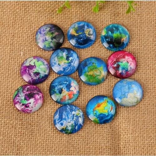 Starry Beautiful Sky Mosaic Tiles for Crafts Printed Glass Cabochons Half Round Dome Cabochon Pack of 50pcs