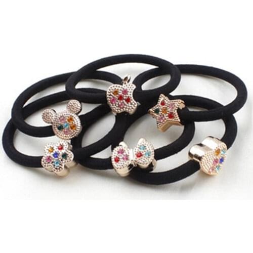 10Pcs/Lot Random Crystal Hair Rubber Bands Accessories Women Girls Elastic Hair Ropes Hair Ornaments Ponytail Holder Decorations