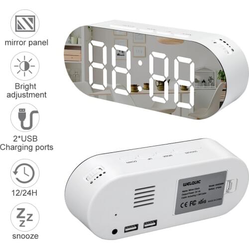 2019 New Led Alarm Clock Digital Snooze Table Mirror Clock Wake Up Light Electronic Large Time Display Home Decoration Clock