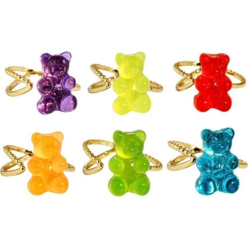 2021 new products in Europe, America, cute, fun and charming, and girls feel multicolor bear rings