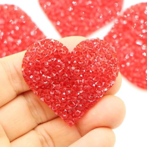 3pcs/lot Red Love Rhinestone Patches Applique Sew on Patch For Clothing Dress Diy Patches Beaded Applique Sweater Applique