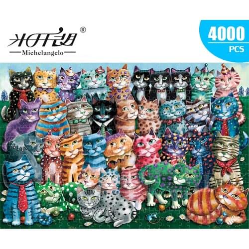 4000 Pieces Of Wooden Adult Puzzle Michelangelo Original Animal Cat Puzzle Holiday Gift Puzzle Decompression Toy