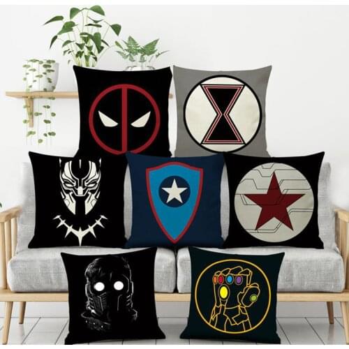 45x45cm Marvel Deadpool Spider-Man Panther Pillow Case Flax Sofa Cushion Cover Pillowcase Cushion Cover for Kids home Decoration