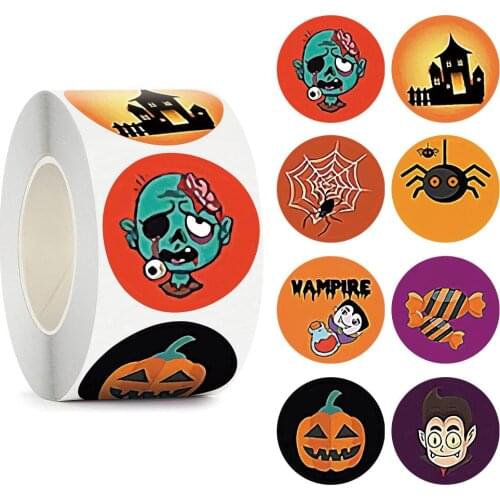 50-500pcs Halloween Decoration Paper Stickers Pumpkin Skeleton Ghost Spider Bat Stickers Candy Bags DIY Halloween party Stickers