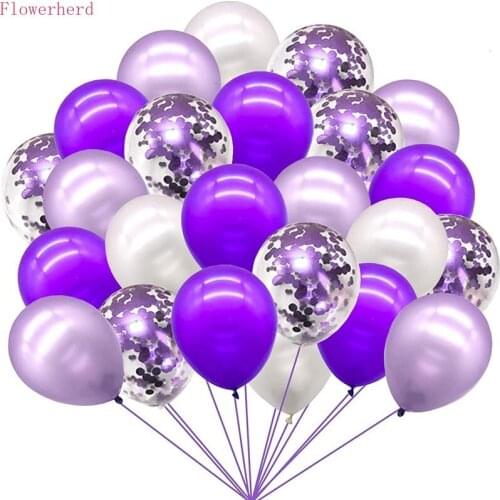 72pcs Purple Balloons Assorted Latex Purple Confetti Balloons Garland Arch Kit for Wedding Birthday Graduation Party Decorations