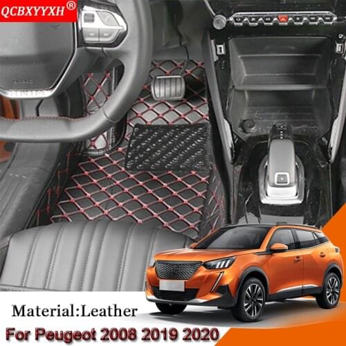 Car Styling Car Floor Mats Set Leather Cover Mat Styling Foot Protector Pad Automobiles Accessories For Peugeot 2008 2019 2020