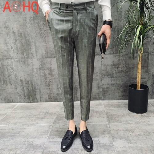 British Style Dress Suit Pant Man 2021 New Plaid Suit Pant Men Brand Gentlemen Business Casual Work Pant Men Trousers