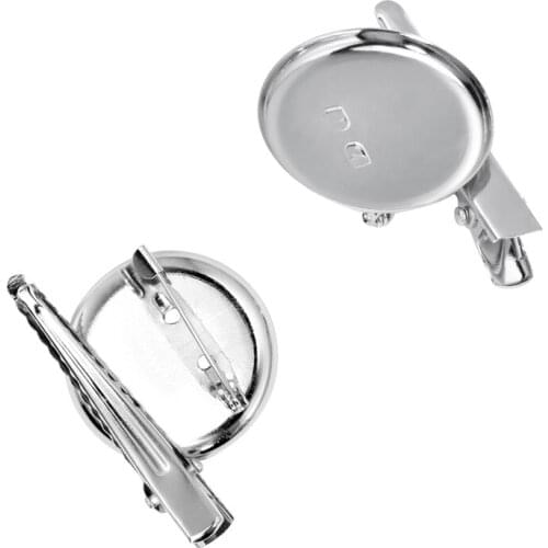 100PCS Brooch Base Alloy Round Cabochon Brooch Pins Top Safety Lock Pin Back & Clip Diy Jewelry