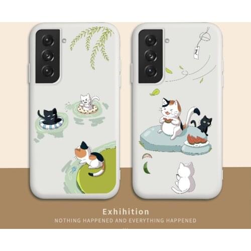 Lazy Cat Phone Case For Samsung Galaxy S21 S20 FE S10 Note 20 10 Ultra Plus A72 A52 A42 A32 A12 A02S 4G 5G Silicone Cover