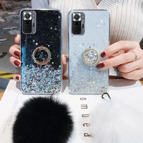 Case For Xiaomi Redmi Note 10 9 8 Pro 10S 9S Cases Note10 10Pro Glitter Holder Cover Xiaomi Mi 11 Lite Poco X3 Pro M3 F3 Cover