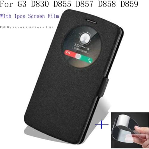 Smart View window phone case For LG G 3 D830 D855 D857 D858 D859 cover case Flip Leather Cases For LG G3 back cover case shell