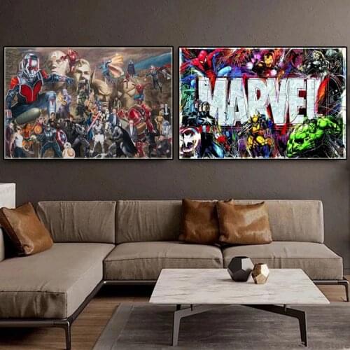 Graffiti Marvel Superheroes Anime Posters Movie Avengers Canvas Painting and Prints Wall Art Pictures for Living Room Home Decor