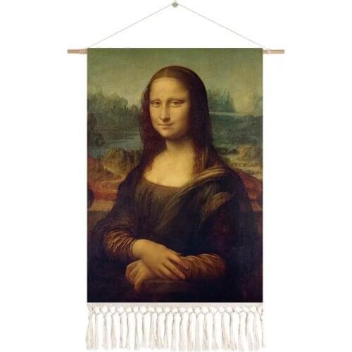 Van Gogh Monnai Vinci Mona Lisa Wheat Field Paintings Cotton Linen Tapestry Living Room Bedroom Wall Decoration Modern Style