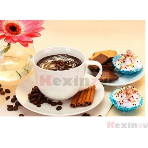 Kexinzu Full 5D DIY Square/Round Drill Diamond Painting "Coffee" 3d Diamond Embroidery Mosaic Cross Stitch Decor Gift KD61